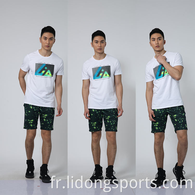Lidong en gros nouveau design hommes imprimés de chemises de course décontractées t-shirt mec sport